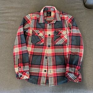Boys RVCA Red and Blue Plaid Flannel Shirt size 8
